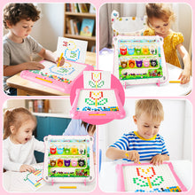 Load image into Gallery viewer, 2 in 1 Magnetic Disk Drawing Maze Puzzle Table Toy Double Sided Card for Toddlers Ages 3+ Mosaic Puzzle Table Toy Color Matching and Art Creation Set