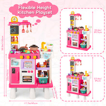 Load image into Gallery viewer, Pink Play Kitchen Set Pretend Cooking Toys with Stove Oven Utensils for Kids