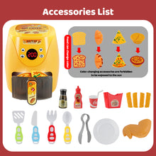 Load image into Gallery viewer, Kitchen Play Set Kids Air Fryer Pretend Role Play Kitchen Toy with Kitchen Accessories with Realistic Light Sound & Play Food
