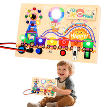 Load image into Gallery viewer, Montessori Wooden Busy Board -Light-Up Sensory Activity Toy for Toddlers, Fine Motor Skills Learning Toy for Ages 1-4, Travel-Friendly Fidget Board for Boys & Girls
