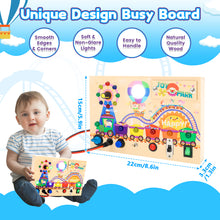 Load image into Gallery viewer, Montessori Wooden Busy Board -Light-Up Sensory Activity Toy for Toddlers, Fine Motor Skills Learning Toy for Ages 1-4, Travel-Friendly Fidget Board for Boys & Girls