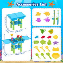 Load image into Gallery viewer, Purple or Blue Activity Sandbox Sensory Table for Kids Summer Outdoor Multifunctional Table Toy with 23PCS Beach Toy, 2 Fishing Pool Toys such as sand and water table, sand mold, shovel, watering can, and more