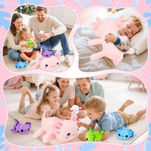 Load image into Gallery viewer, Axolotl Plush Toy Set-1PCS Cute Axolotl Stuffed Animals Soft Kawaii Plushies and 4PCS Cute Axolotl Slap Bracelet for Kids,Gifts for Girls & Boys, Bedroom Decor,Cuddle Buddy