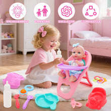 Load image into Gallery viewer, 12 Inch Baby Doll Toys Feeding Set with Carry Backpack High Chair Playset Pretend Play Doll Educational Toys for Kids Girls 3 4 5 6 Years
