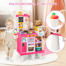 Load image into Gallery viewer, Pink Play Kitchen Set Pretend Cooking Toys with Stove Oven Utensils for Kids