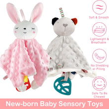 Load image into Gallery viewer, 2 Pair Baby Comforter Blanket for New-born Toys Sensory Toys for Babies Baby New-born Animal Soft Toys Gifts Soft Touch Cuddle Snuggle Toys