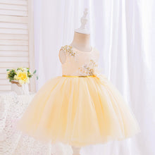 Load image into Gallery viewer, Kids Girl Tulle Embroidery Sleeveless Elegant Flower Dress + Flower Hairband, for Weddings, Parties, Birthdays, Fashion Shows & Piano Perform Toddler Formal Dress