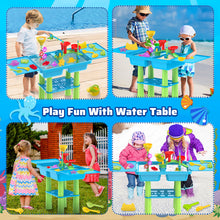 Load image into Gallery viewer, Purple or Blue Activity Sandbox Sensory Table for Kids Summer Outdoor Multifunctional Table Toy with 23PCS Beach Toy, 2 Fishing Pool Toys such as sand and water table, sand mold, shovel, watering can, and more