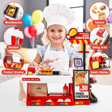 Load image into Gallery viewer, Mini Kitchen Playset Fried Chicken Shop Toy with Color-Changing Food, Burgers, Fries,Cash Register | Pretend Cooking Role Play Set for Kids