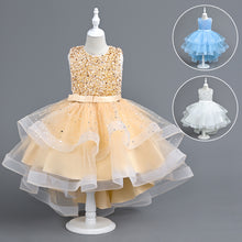 Load image into Gallery viewer, Girls Sequin Puffy Yarn Trailing Star Dress Sleeveless Tulle Gown Wedding Christmas Party Tail Dress Birthday Party Wedding Flower Girl Sweet and Cute Dress, Flower Girl Dress for Ceremony Party