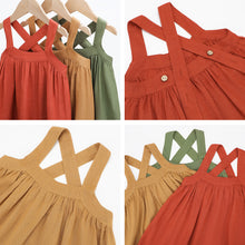 Load image into Gallery viewer, Toddler baby girl skirt casual halter one-piece dress with buttons soft princess dress toddler girls spring retro dress