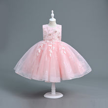 Load image into Gallery viewer, Girls Party Dress Floral Lace Embroidered Tulle Tutu Princesse Flower Girl Wedding Bridesmaid Prom Evening Pageant Communion Birthday Dress Sequin Sleeveless Maxi Ball Gown for girls from 110cm-160cm in height