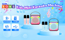 Load image into Gallery viewer, Mini Karaoke Machine with Bluetooth 5.0 ¨C Portable Singing Speaker with Dual Microphones, TF Card, AUX, and USB Compatibility ¨C Ideal Musical Gift for Kids Parties and Playtime Fun