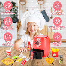 Load image into Gallery viewer, Air Fryer Pretend Role Play Toy with Kitchen Accessories with Realistic Light Sound & Play Food Kitchen Educational Toy Set for Kids