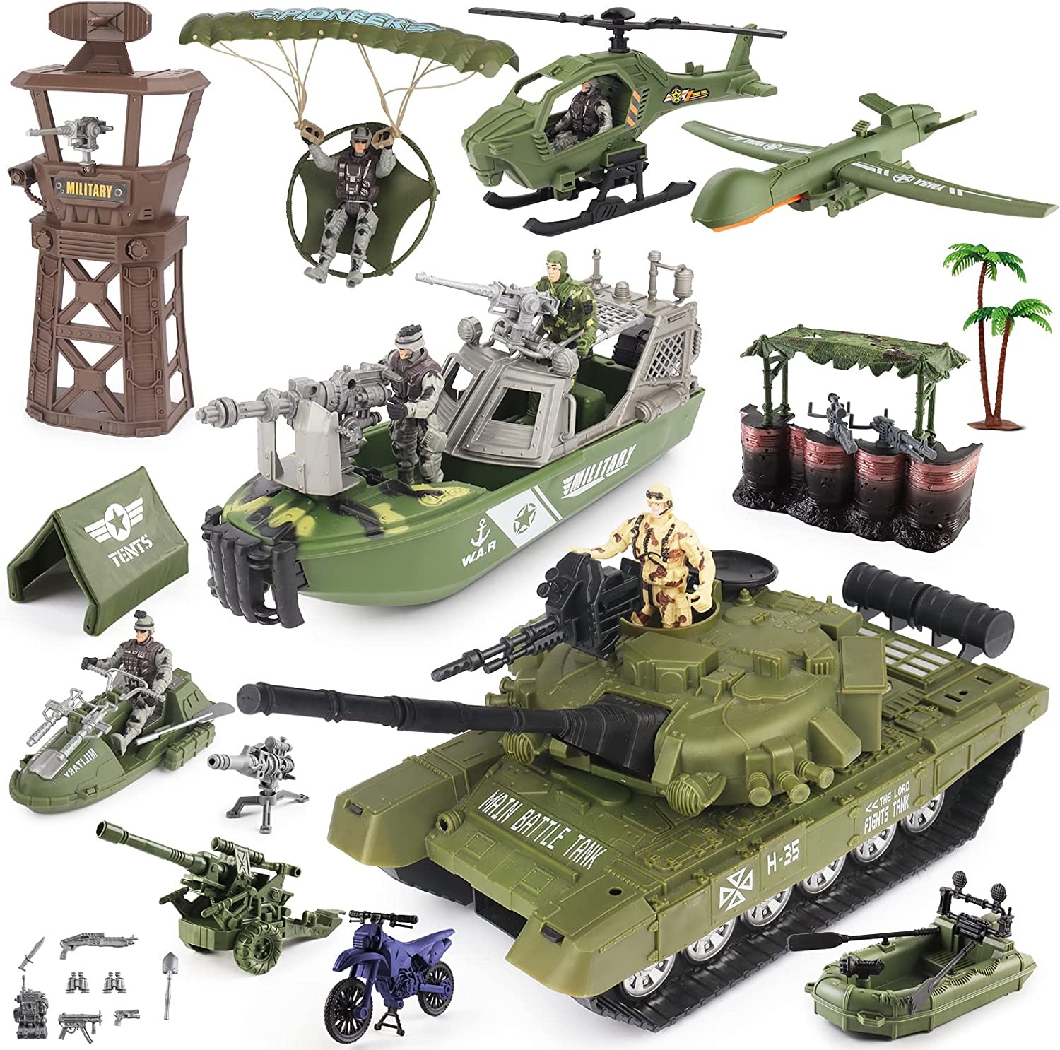 Ubuy Green Toy Army Men BMC WW2 D-Day Tank Battle 36pc Plastic