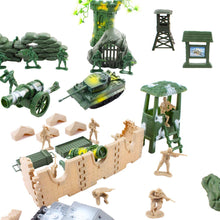 Load image into Gallery viewer, 100 Piece Military Play Set with Toy Soldiers Military Figures Tanks Planes Flags Carry Case and Battlefield Accessories Kids Christmas Gift