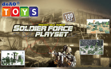 Load image into Gallery viewer, 100 Piece Military Play Set with Toy Soldiers Military Figures Tanks Planes Flags Carry Case and Battlefield Accessories Kids Christmas Gift