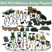 Load image into Gallery viewer, 303 Pcs Military Playset w/Toy Soldiers Military Figures Tanks Planes Flags Carry Case Battlefield Accessories Great Birthday Christmas Gift