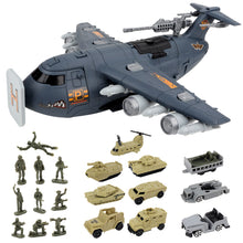 Load image into Gallery viewer, 21 PCS Transformable Aircraft Toy Military Soldier Toy Set with Airplane Tank Truck Children's Birthday Christmas Gift