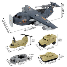 Load image into Gallery viewer, 21 PCS Transformable Aircraft Toy Military Soldier Toy Set with Airplane Tank Truck Children's Birthday Christmas Gift