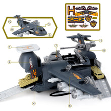 Load image into Gallery viewer, 21 PCS Transformable Aircraft Toy Military Soldier Toy Set with Airplane Tank Truck Children's Birthday Christmas Gift