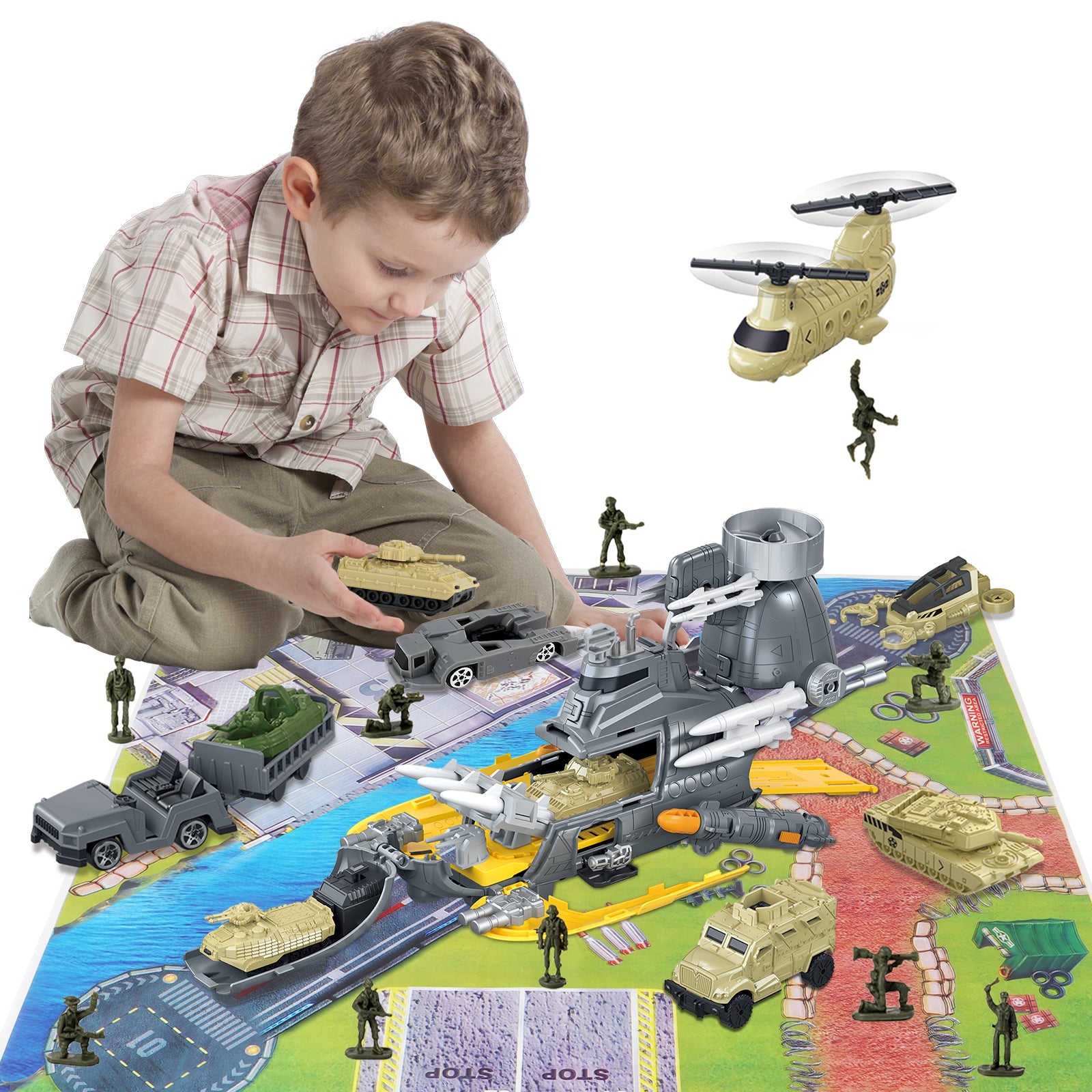 in Military Submarine Playset with Big Battle Map Army Toy Set