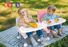 Load image into Gallery viewer, Travel-Friendly Baby Booster Seat -Portable Folding Chair with High Stability and Non-Slip Pads, ideal for Beach Outings, Outdoor Adventures, and Mealtime. Lightweight and Compact Design for Infants and Toddlers