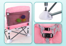 Load image into Gallery viewer, Travel-Friendly Baby Booster Seat -Portable Folding Chair with High Stability and Non-Slip Pads, ideal for Beach Outings, Outdoor Adventures, and Mealtime. Lightweight and Compact Design for Infants and Toddlers