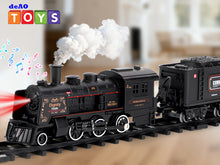 Load image into Gallery viewer, Deluxe Edition Steam Train Set Electric Classic Locomotive Toy with Lights, Real Smoke & Sounds Track Railway Playset for Kids & Collectors