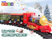 Load image into Gallery viewer, Electric Christmas Train Set with Deformable Carriage 4 Random Alloy Cars Sound Smoke and Cool Light Christmas Tree Train Gift for Kids