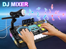 Load image into Gallery viewer, Kids DJ Mixer Music Toy with Microphone DJ Controller with Launchpad, Light-Up Keys, Sound Effects, Bluetooth Function Educational Musical Toy for Boys Girls Ages 3+ Kids Mixer Music Toy