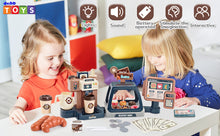 Load image into Gallery viewer, Pretend Kitchen Play Store Coffee Playset Toddlers Coffee Maker Play Set Dessert Shopping with Coffee Machine Cash Registers Toy Kids Age 3+