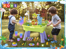 Load image into Gallery viewer, Beach Table & Simulation Kitchen Sink 2-in-1 Toy Set with Water Supply Function Simulation Dishwashing Set with Faucet Color-changing Tableware in Warm Water Children's Role Playing Toy with Accessories Gift