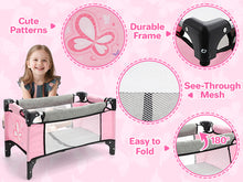 Load image into Gallery viewer, Baby Dolls Crib, Foldable Baby Doll Bed with Storage Bag, Doll Furniture Accessory for Up to 18 Inch Baby Dolls, Christmas Birthday Pretend Play Gift for Kids Ages 3+