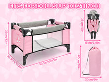 Load image into Gallery viewer, Baby Dolls Crib, Foldable Baby Doll Bed with Storage Bag, Doll Furniture Accessory for Up to 18 Inch Baby Dolls, Christmas Birthday Pretend Play Gift for Kids Ages 3+