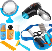 Load image into Gallery viewer, Stylist Hairdresser Barber Salon Role Play Set with Hairdryer Curling Iron Belt Styling Accessories Pretend Play Set for Kids