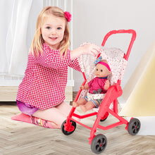Load image into Gallery viewer, Baby Doll Stroller Set Pushchair Doll Playset with Soft Smooth 13 Inch New-born Doll Great Nurturing Nursery Role Play Set