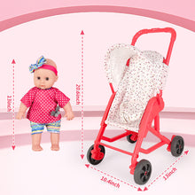 Load image into Gallery viewer, Baby Doll Stroller Set Pushchair Doll Playset with Soft Smooth 13 Inch New-born Doll Great Nurturing Nursery Role Play Set