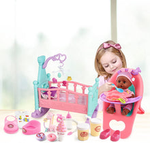 Load image into Gallery viewer, 12'' My First Baby Doll ¯ 15 Pcs Baby Doll Play Set with Miniature Crib Mobile High Chair Feeding Accessories Kids Toys Christmas Gift
