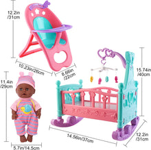 Load image into Gallery viewer, 12'' My First Baby Doll ¯ 15 Pcs Baby Doll Play Set with Miniature Crib Mobile High Chair Feeding Accessories Kids Toys Christmas Gift