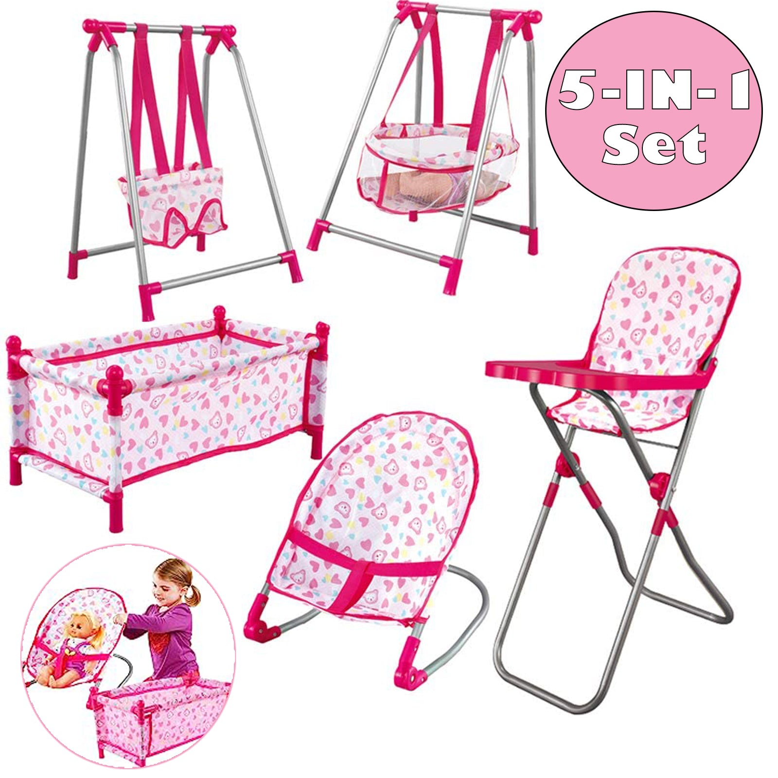 DeAO 6 In 1 Baby Doll Accessories Set, Baby Doll Pretend Role