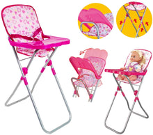 Load image into Gallery viewer, Kids Deluxe 5 -in-1 Baby Doll Pretend Play Set with Cot Bed Bouncer Adjustable Swing Seat and High Chair Accessories (Doll Not Included)