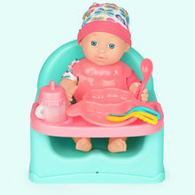 Load image into Gallery viewer, 28 Pcs Baby Doll Bath Set with Doll Miniature Doll Cot Function Toilet Bathtub & Chair Feeding Accessories Bathing Accessories for Kids