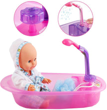 Load image into Gallery viewer, 13¡± Baby Doll Bath Time Play Set Pink with Real Water Faucet Function Removable Clothes Smooth Edges Toys Great Birthday Christmas Gift