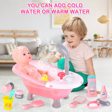 Load image into Gallery viewer, Baby Doll Bath Play Set with Real Working Bathtub, Clothes and Bath Accessories, Small Baby Doll Bath Toys My First Baby Doll Bath Play Set is perfect for a little one who loves to nurture and take care of things