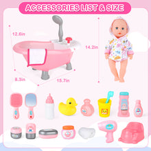 Load image into Gallery viewer, Baby Doll Bath Play Set with Real Working Bathtub, Clothes and Bath Accessories, Small Baby Doll Bath Toys My First Baby Doll Bath Play Set is perfect for a little one who loves to nurture and take care of things