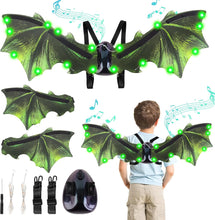 Load image into Gallery viewer, Green Electric Light-up Dinosaur Dragon Wings w/Sound Dinosaur Toy Kids Adult Halloween Costumes Cosplay Fancy Dress-up Christmas Birthday