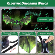 Load image into Gallery viewer, Green Electric Light-up Dinosaur Dragon Wings w/Sound Dinosaur Toy Kids Adult Halloween Costumes Cosplay Fancy Dress-up Christmas Birthday