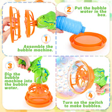 Load image into Gallery viewer, Dinosaur Portable Automatic Bubble Maker Colourful Big Bubble Summer Indoor Outdoor Toys for Kids
