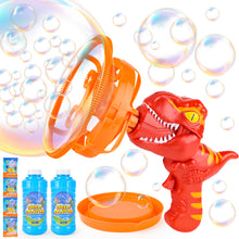 Load image into Gallery viewer, Dinosaur Portable Automatic Bubble Maker Colourful Big Bubble Summer Indoor Outdoor Toys for Kids
